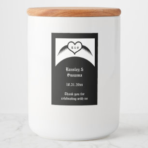 Gotische bruiloft gevleugeld hart Custom Monogramm Voedselcontainer Etiket