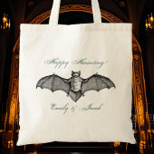 Gotische bruiloft Halloween vleermuis paar namen Tote Bag
