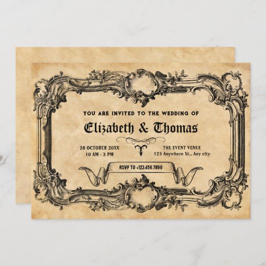 gotische bruiloft kaart (Voorkant / Achterkant)