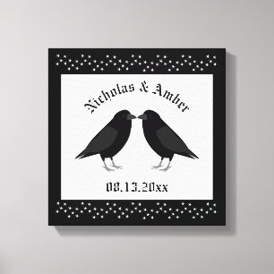 Gotische bruiloft kussen Ravens Custom Canvas Afdruk