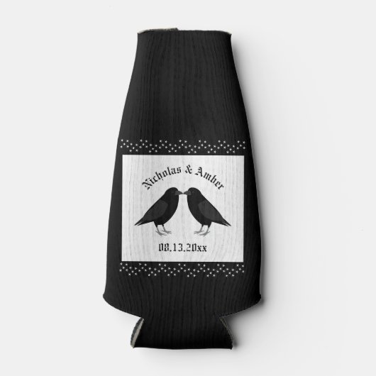 Gotische bruiloft kussen Ravens Custom Flesjeskoeler (Voorkant)