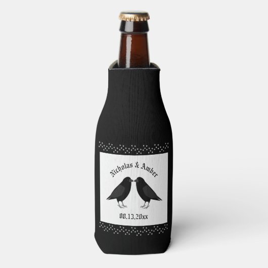 Gotische bruiloft kussen Ravens Custom Flesjeskoeler (Fles Voorkant)