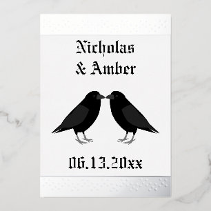 Gotische bruiloft kussen Ravens Custom Folie Uitnodiging