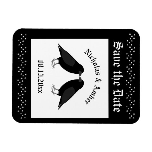 Gotische bruiloft kussen Ravens Custom Magneet (Horizontaal)