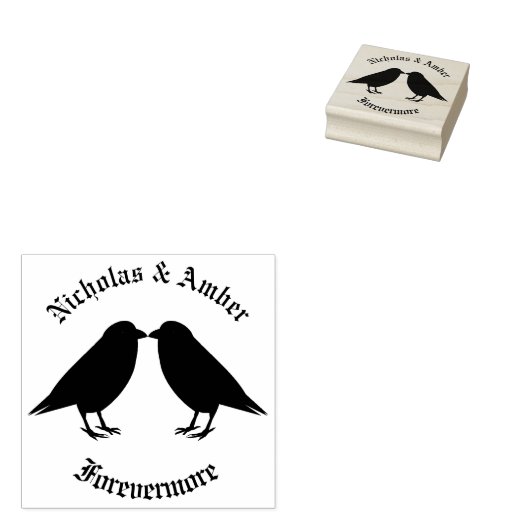 Gotische bruiloft kussen Ravens Custom Rubberstempel (Gestempeld)