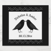 Gotische bruiloft kussen Ravens Custom Sparkling Wijnetiket (Enkel label)