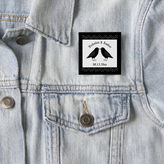 Gotische bruiloft kussen Ravens Custom Vierkante Button 5,1 Cm (In situ)