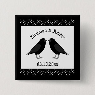 Gotische bruiloft kussen Ravens Custom Vierkante Button 5,1 Cm