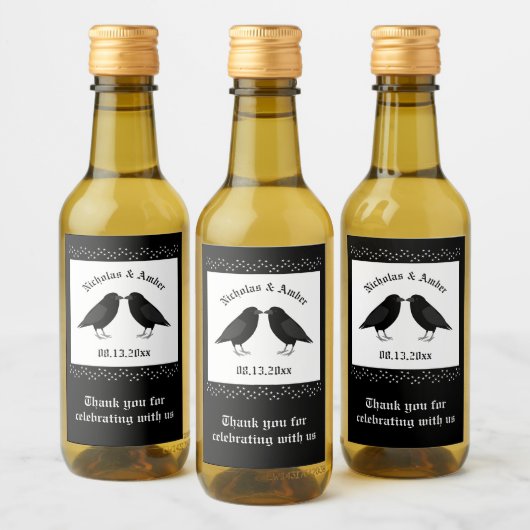 Gotische bruiloft kussen Ravens Custom Wijn Etiket (Flessen)