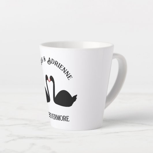 Gotische bruiloft kussen zwarte zwanen Custom Latte Mok (Rechterhoek)