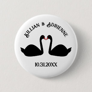 Gotische bruiloft kussen zwarte zwanen Custom Ronde Button 5,7 Cm
