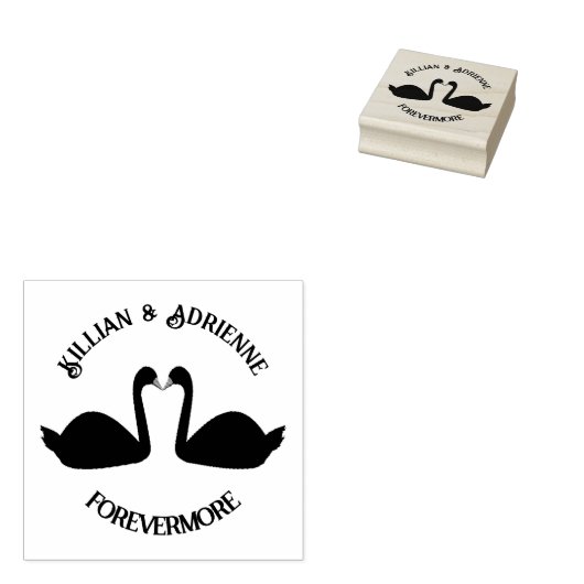 Gotische bruiloft kussen zwarte zwanen Custom Rubberstempel (Gestempeld)