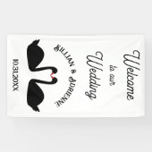 Gotische bruiloft kussen zwarte zwanen Custom Spandoek (Horizontaal)