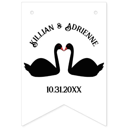Gotische bruiloft kussen zwarte zwanen Custom Vlaggetjes (Eerste vlag)