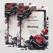 Gotische bruiloft rode en zwarte rozen schedels bo kaart (Voorkant / Achterkant)
