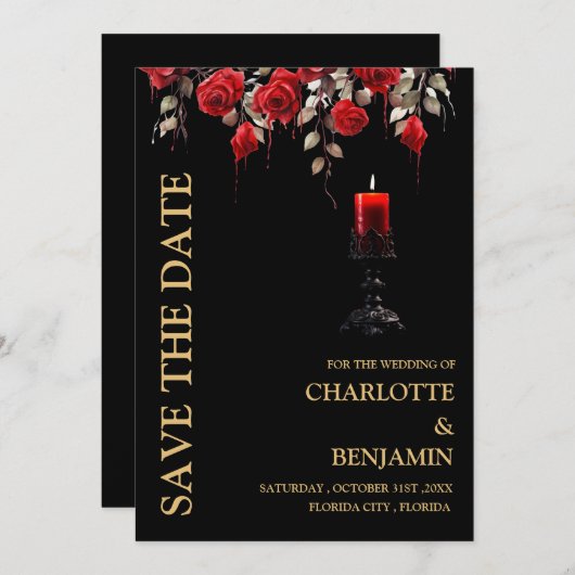 Gotische bruiloft save the date (Voorkant / Achterkant)