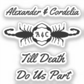 Gotische bruiloft Schorpioenen Custom Monogrammed Sticker (Voorkant)