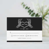 Gotische Bruiloft Skelet Handen Bruiloft QR Code R Kaart (Staand voorkant)