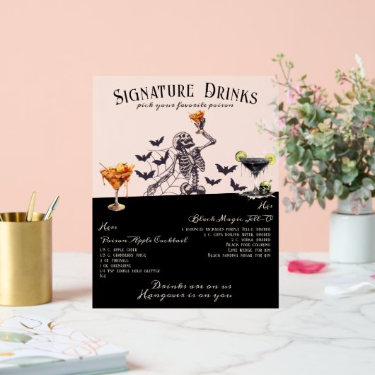 Gotische Bruiloft Skelet Signature Drinken Teken Acryl Bord (Huwelijk)