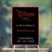 Gotische bruiloft welkom Red Metallic Script Acryl Bord (Neutraal)