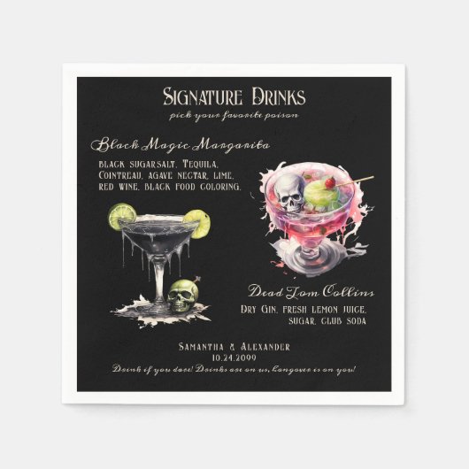 Gotische bruiloft Whimsigoth Signature Drinken Servet (Voorkant)