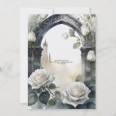 Gotische bruiloft Zwart witte rozen schedels bloem Kaart (Achterkant)