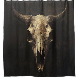 Gotische Bull Skull Decoupage Douchegordijn
