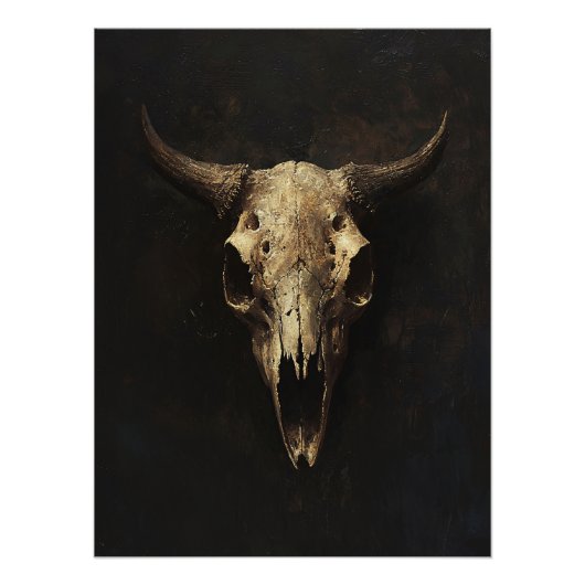 Gotische Bull Skull Decoupage Perfect Poster (Voorkant)
