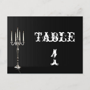 Gotische Candelabra op zwart huwelijkstafel nummer Briefkaart