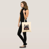 Gotische Canvas tas met Open Boek, Kasteel & Rozen (Voorkant (model))