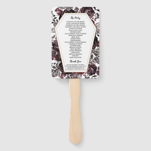 Gotische  Coffin HalloWedding Program Hand Handwaaier (Achterkant)