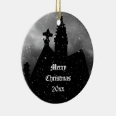 Gotische crypte Kerstversiering te personaliseren Keramisch Ornament (Rechts)