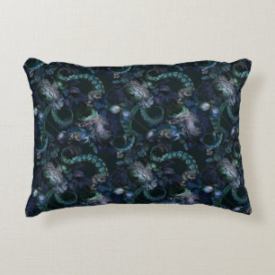 Gotische Cthulhu turquoise tent met bloemen Accent Kussen