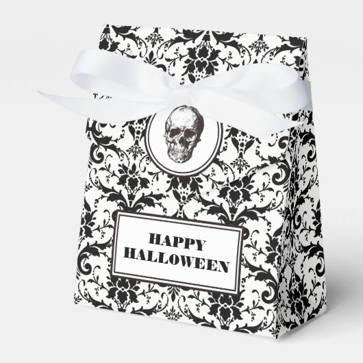 Gotische Damask Pattern Skull Halloween Bedankdoosjes (Voorkant Zijde)