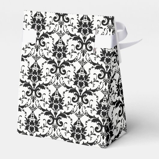 Gotische Damask Pattern Skull Halloween Bedankdoosjes (Achterkant)
