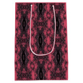 Gotische Damast Donkerroze en Zwarte Kant Patroon Medium Cadeauzakje (Achterkant)