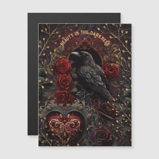  gotische Dark Beauty Crow Raven Red Roses (Voorkant / Achterkant)