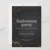 Gotische Donker Gesneden Bomen & Pompoen Halloween Kaart (Voorkant)