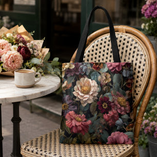 Gotische donkere en sombere vintage bloemontwerp draagtas