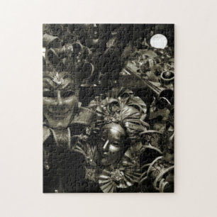 Gotische donkere maskerade maskers zwart en wit legpuzzel