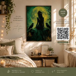 Gotische Donkere Vrouwelijke Maneschijn Ravenkonin Poster