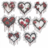 Gotische doornen en Rozen Bloedend Hart Sticker (Voorkant)