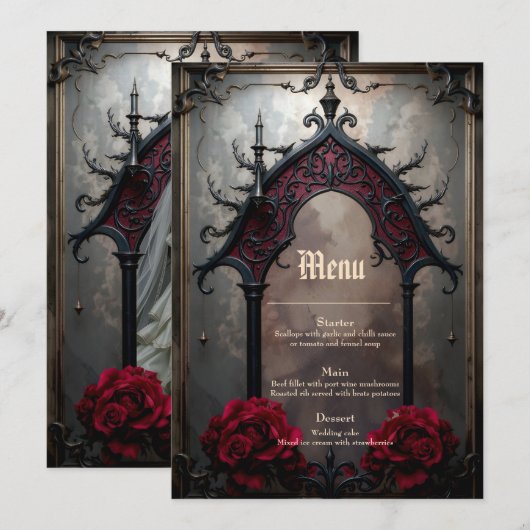 Gotische eeuwige liefde menu (Voorkant / Achterkant)