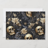 Gotische Elegante Bloemen Schedels Gouden Bruiloft Save The Date (Achterkant)