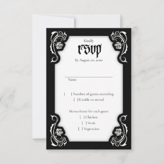 Gotische Elegante Rozen Bruiloft RSVP Kaartje