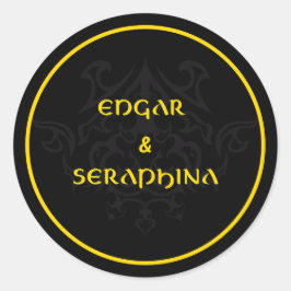 Gotische Embleem Zwart en Goud Ronde Sticker