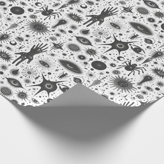Gotische en griezelige spinnenhanden ogen cadeaupapier (Hoek)
