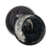 Gotische Engel Zittend op de Maan Button Flesopener (Voorkant)