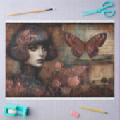 Gotische Ephemera Lace Butterfly Lady Decoupage Tissuepapier (Craft)