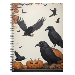 Gotische esthetiek voor Halloween kraai en schedel Notitieboek